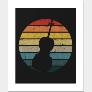 Cello Silhouette On A Distressed Retro Sunset product Posters and Art